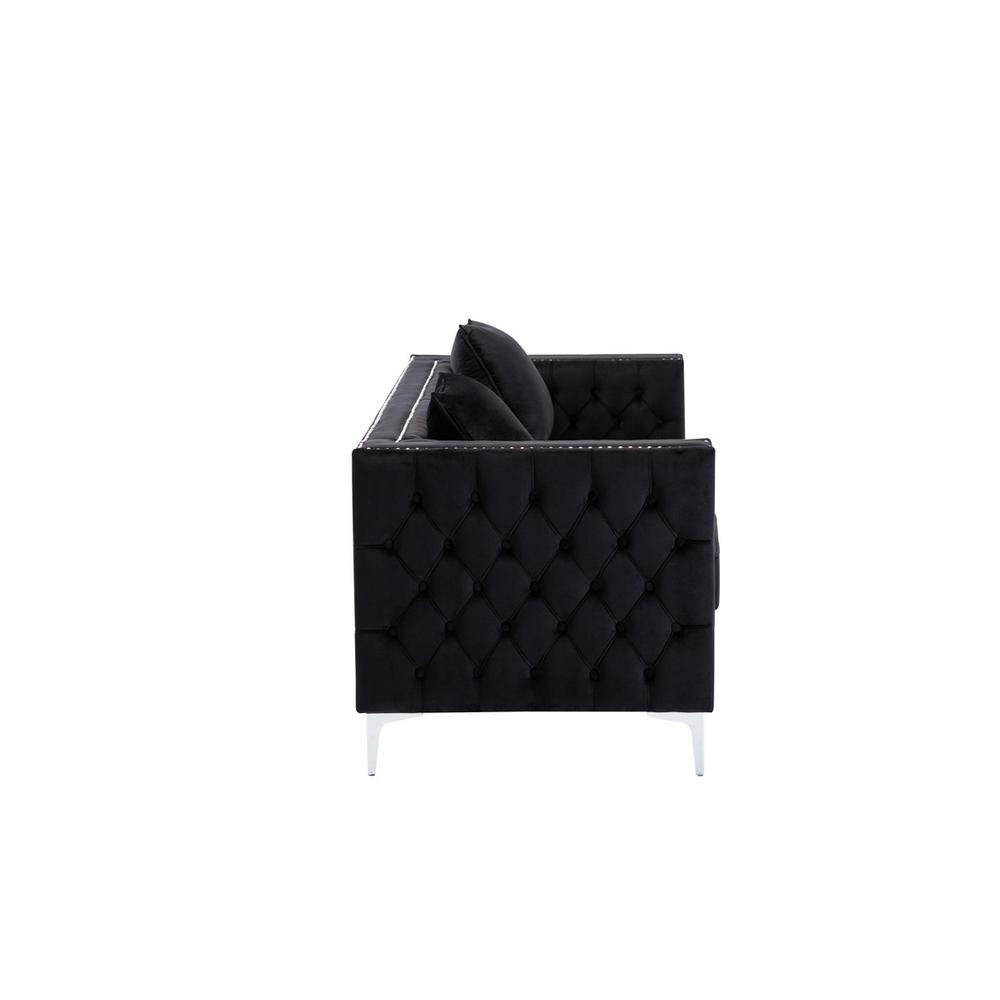 Lorreto Black Velvet Sofa By Lilola Home | Sofas | Modishstore-3
