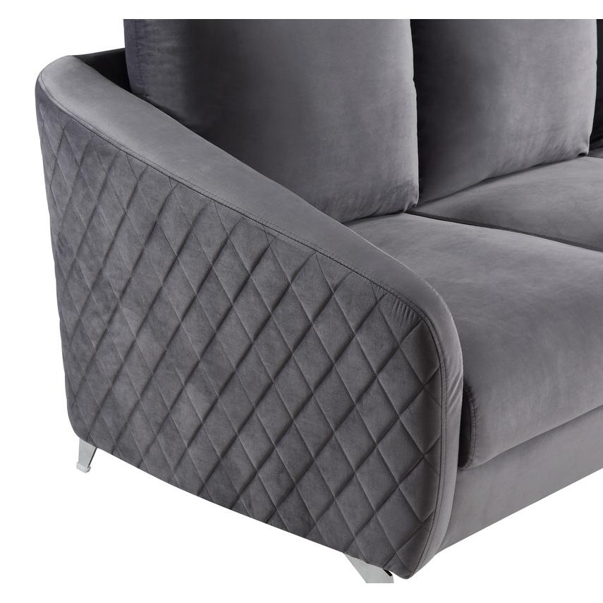 Sofia Gray Velvet Fabric Sofa Loveseat Chair Living Room Set By Lilola Home | Sofas | Modishstore-9