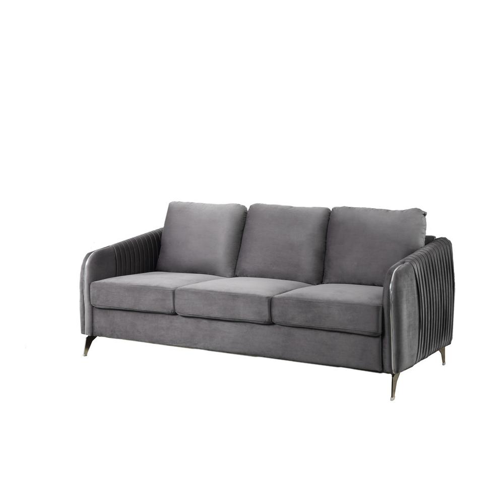 Hathaway Gray Velvet Fabric Sofa Loveseat Chair Living Room Set By Lilola Home | Sofas | Modishstore-7