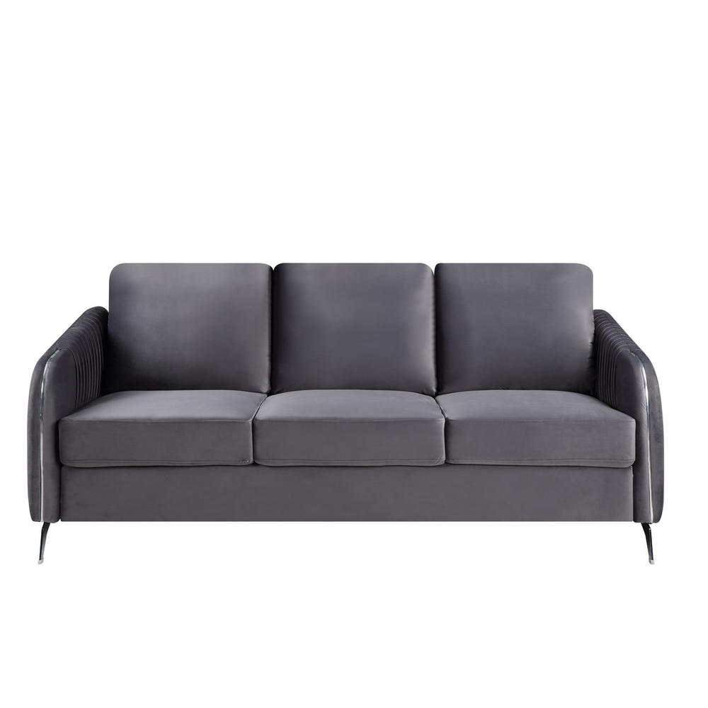 Hathaway Gray Velvet Fabric Sofa Loveseat Living Room Set By Lilola Home | Sofas | Modishstore-5