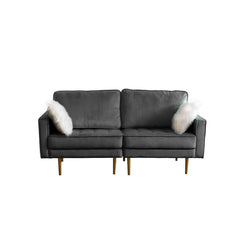 Theo Gray Velvet Loveseat with Pillows By Lilola Home