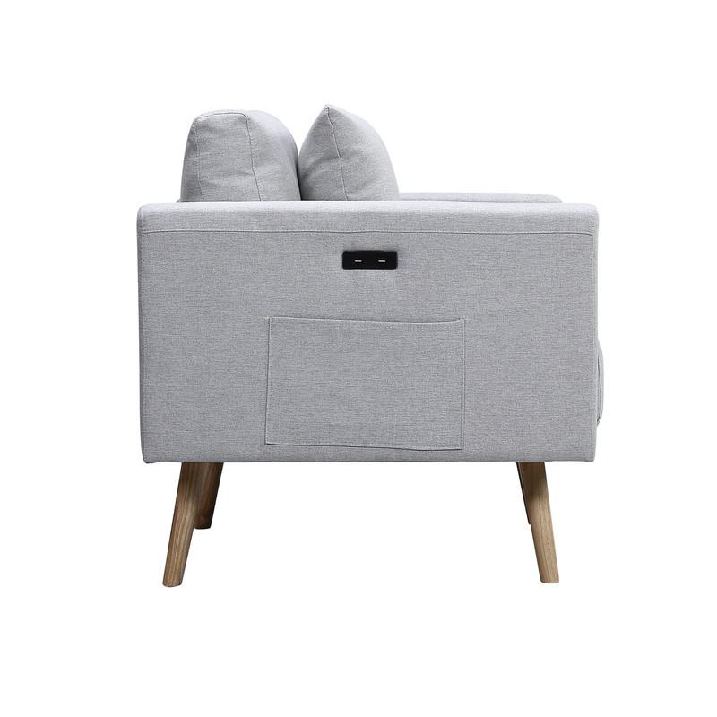 Easton Dark Gray Linen Fabric Sofa with USB Charging Ports Pockets & Pillows By Lilola Home | Sofas | Modishstore-6