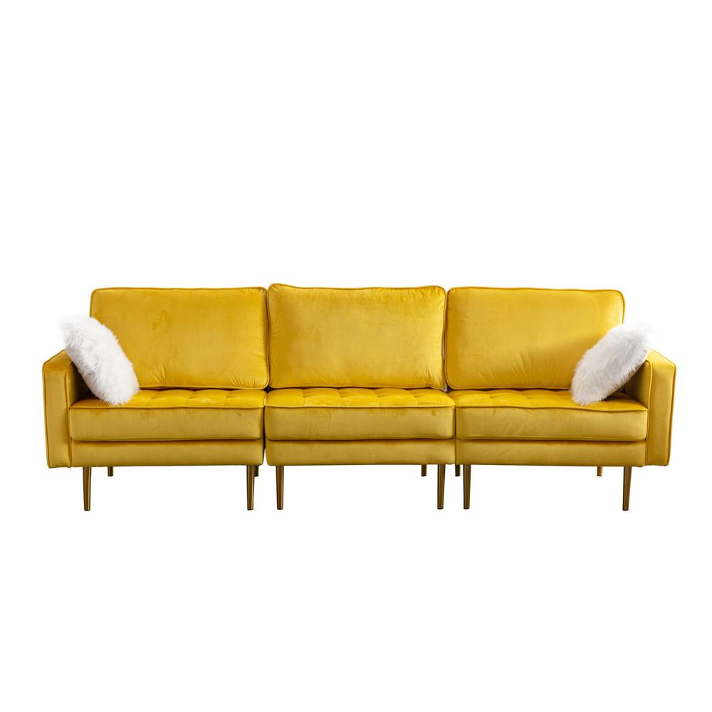Theo Gray Velvet Sofa with Pillows By Lilola Home | Sofas | Modishstore-7