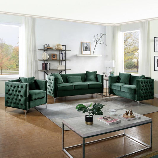 Bayberry Green Velvet Sofa Loveseat Chair Living Room Set By Lilola Home | Sofas | Modishstore