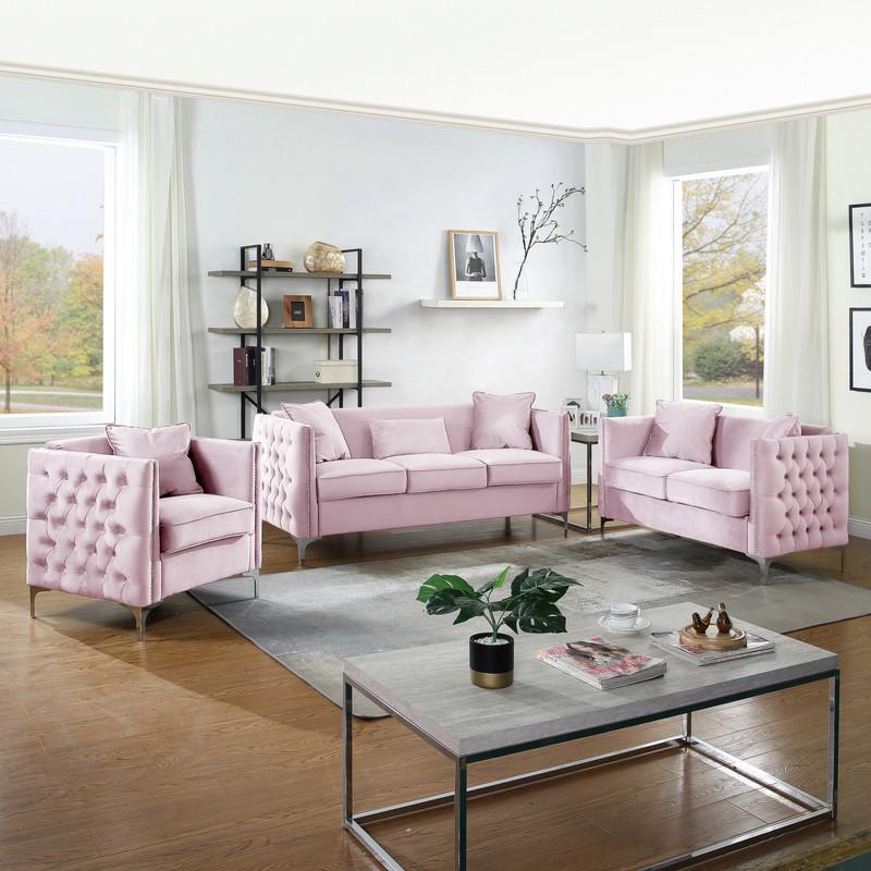 Bayberry Green Velvet Sofa Loveseat Chair Living Room Set By Lilola Home | Sofas | Modishstore-22