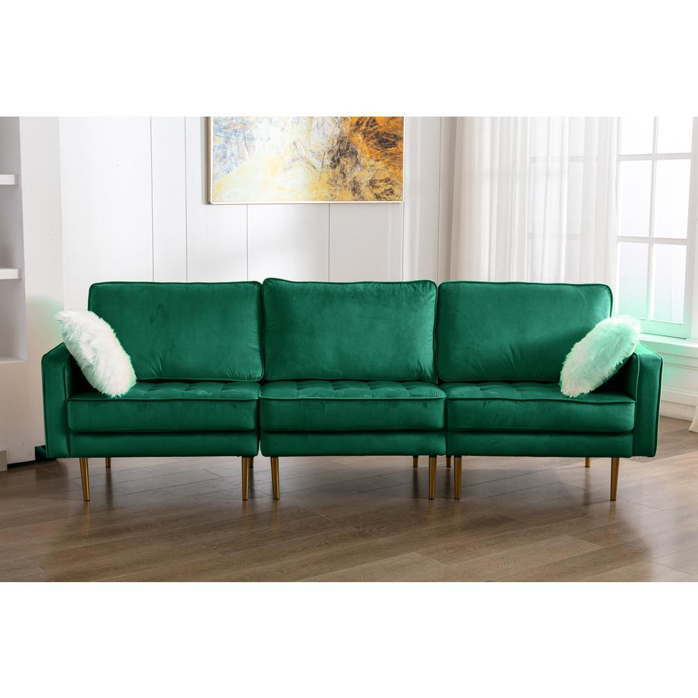 Theo Gray Velvet Sofa Loveseat Chair Living Room Set with Pillows By Lilola Home | Sofas | Modishstore-18