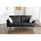 Theo Gray Velvet Sofa Loveseat Chair Living Room Set with Pillows By Lilola Home | Sofas | Modishstore-11