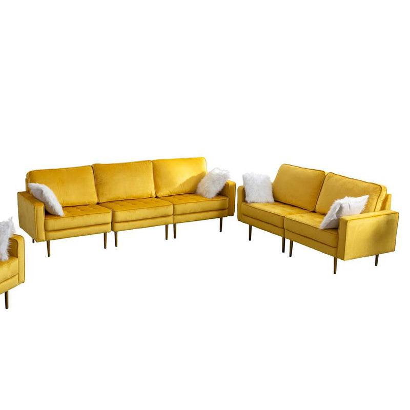 Theo Gray Velvet Sofa Loveseat Living Room Set with Pillows By Lilola Home | Sofas | Modishstore-4