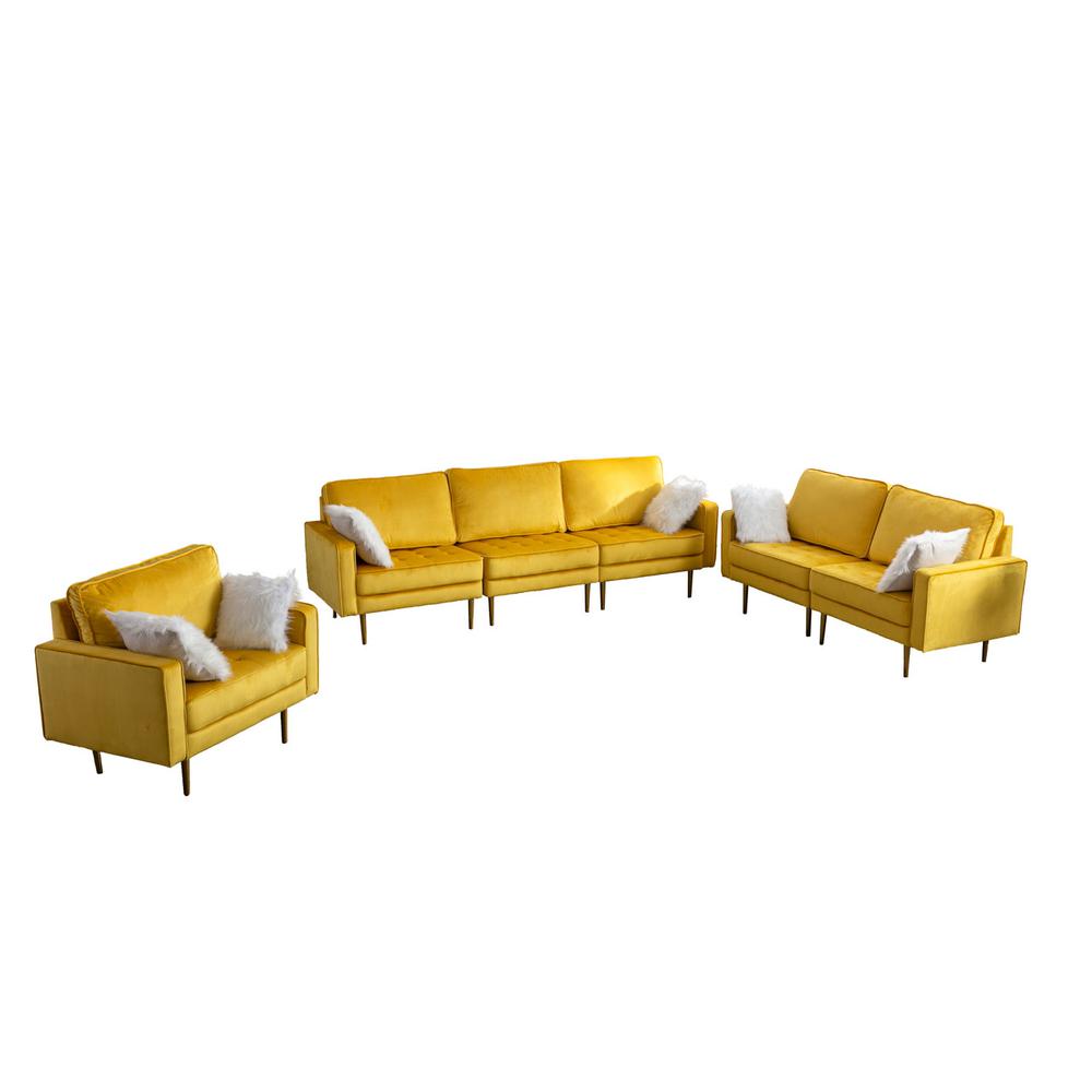 Theo Gray Velvet Sofa Loveseat Chair Living Room Set with Pillows By Lilola Home | Sofas | Modishstore-31