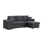 Dennis Dark Gray Linen Fabric Reversible Sleeper Sectional with Storage Chaise and 2 Stools By Lilola Home | Sofas | Modishstore-2