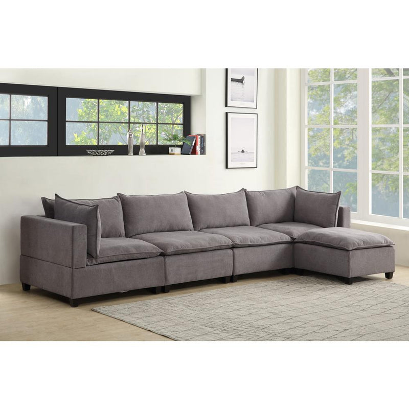 Madison Light Gray Fabric 5 Piece Modular Sectional Sofa Chaise By Lilola Home | Sofas | Modishstore