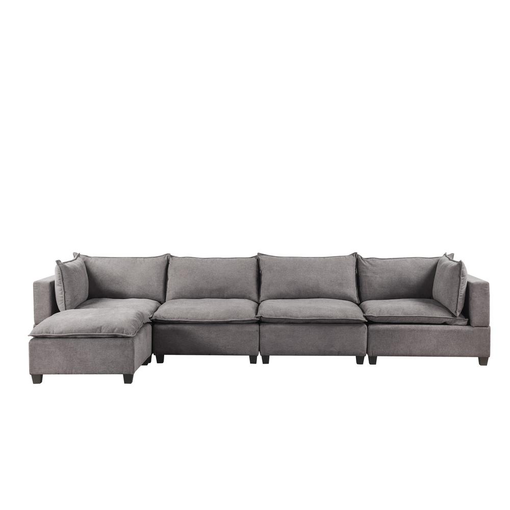 Madison Light Gray Fabric 5 Piece Modular Sectional Sofa Chaise By Lilola Home | Sofas | Modishstore-2