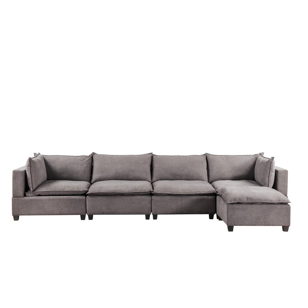 Madison Light Gray Fabric 5 Piece Modular Sectional Sofa Chaise By Lilola Home | Sofas | Modishstore-4