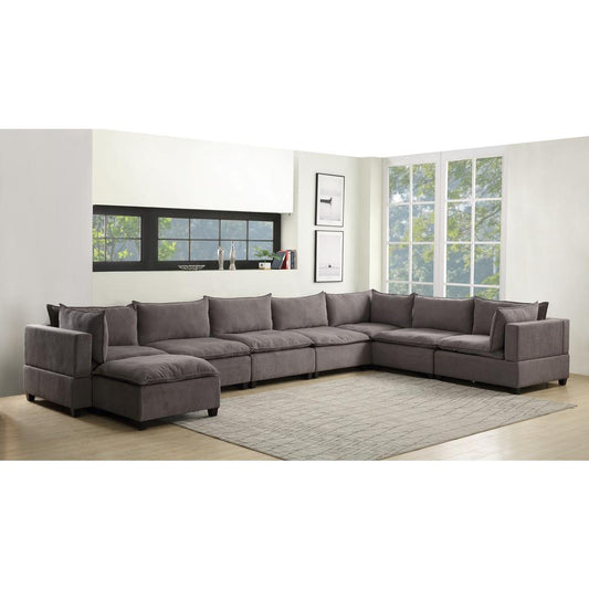 Madison Light Gray Fabric 8 Piece Modular Sectional Sofa Chaise By Lilola Home | Sofas | Modishstore