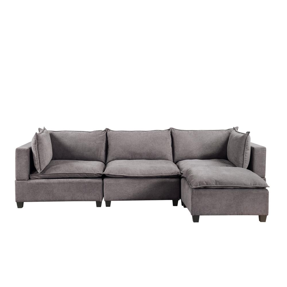 Madison Light Gray Fabric Reversible Sectional Sofa Ottoman By Lilola Home | Sofas | Modishstore-4