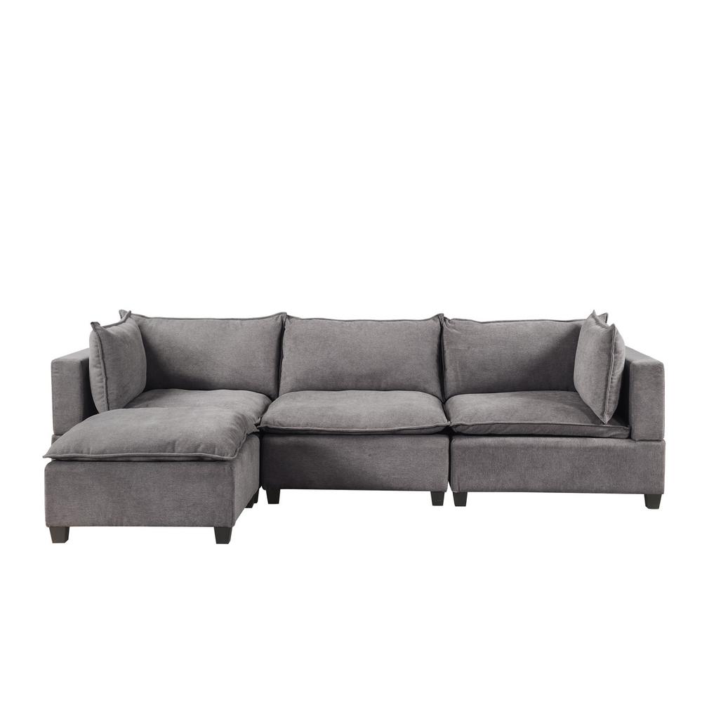 Madison Light Gray Fabric Reversible Sectional Sofa Ottoman By Lilola Home | Sofas | Modishstore-5