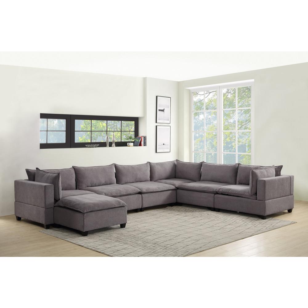 Madison Light Gray Fabric 7 Piece Modular Sectional Sofa Chaise By Lilola Home | Sofas | Modishstore