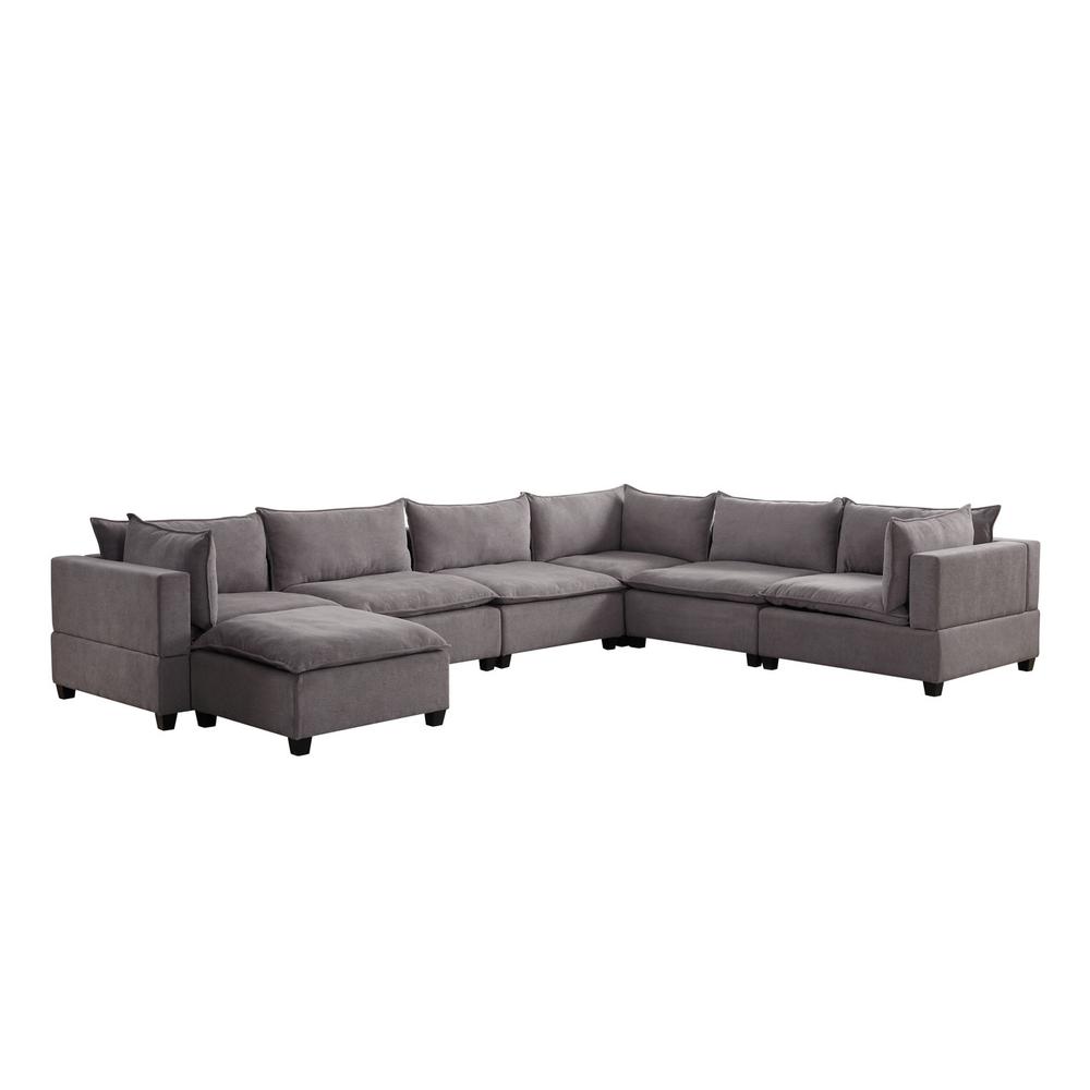 Madison Light Gray Fabric 7 Piece Modular Sectional Sofa Chaise By Lilola Home | Sofas | Modishstore-4