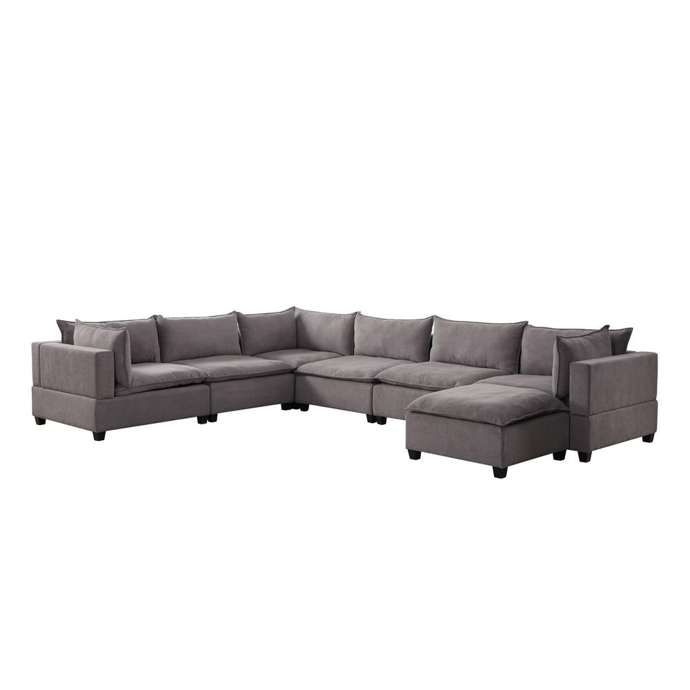 Madison Light Gray Fabric 7 Piece Modular Sectional Sofa Chaise By Lilola Home | Sofas | Modishstore-3