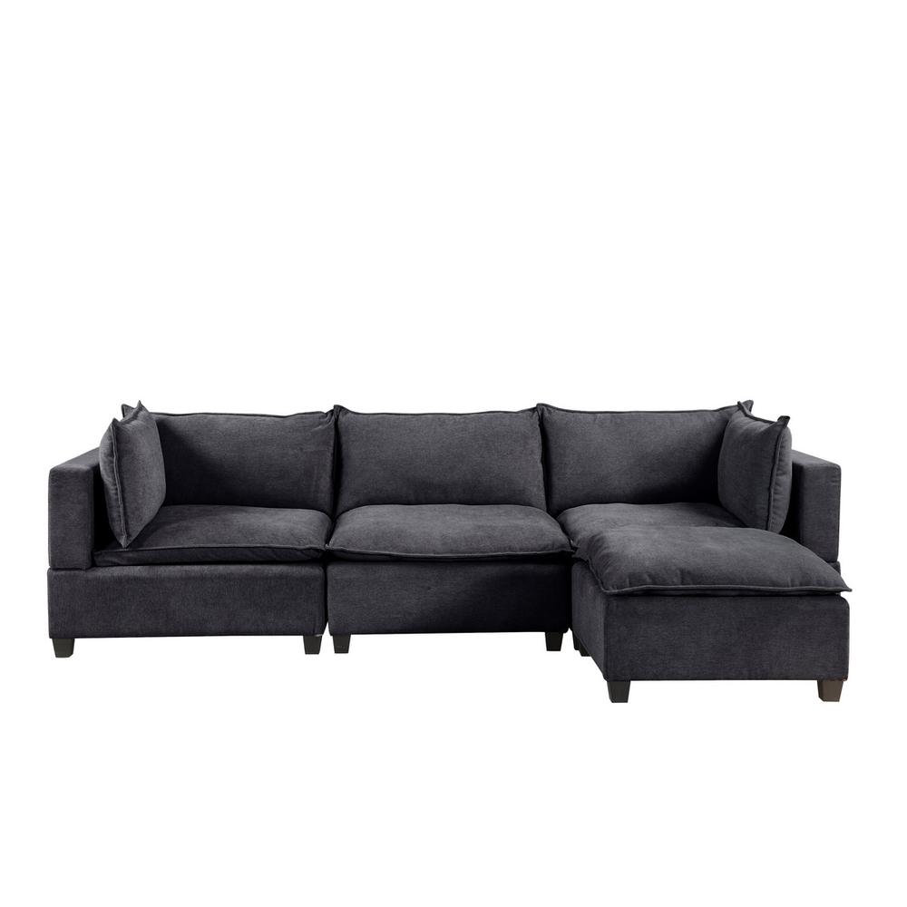 Madison Light Gray Fabric Reversible Sectional Sofa Ottoman By Lilola Home | Sofas | Modishstore-9
