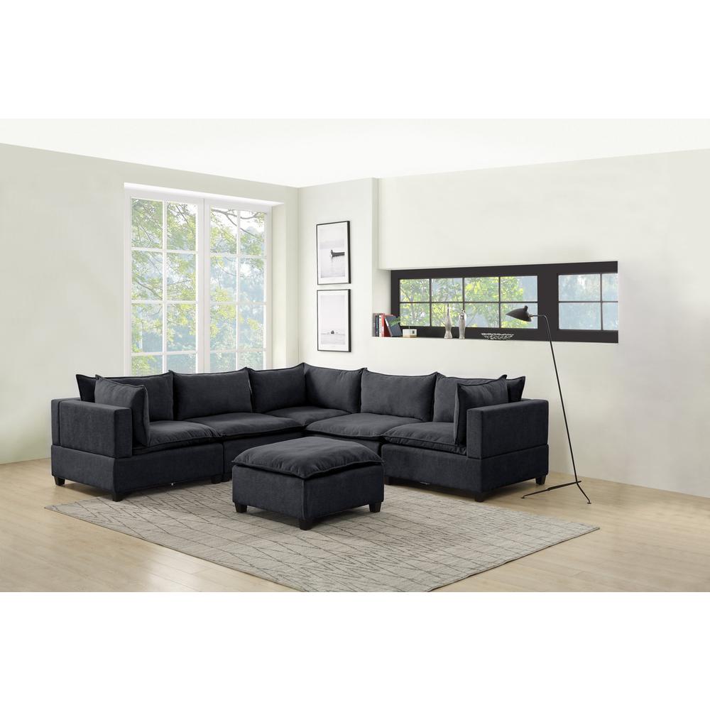 Madison Light Gray Fabric 6 Piece Modular Sectional Sofa with Ottoman By Lilola Home | Sofas | Modishstore-6