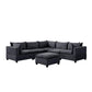 Madison Light Gray Fabric 6 Piece Modular Sectional Sofa with Ottoman By Lilola Home | Sofas | Modishstore-7