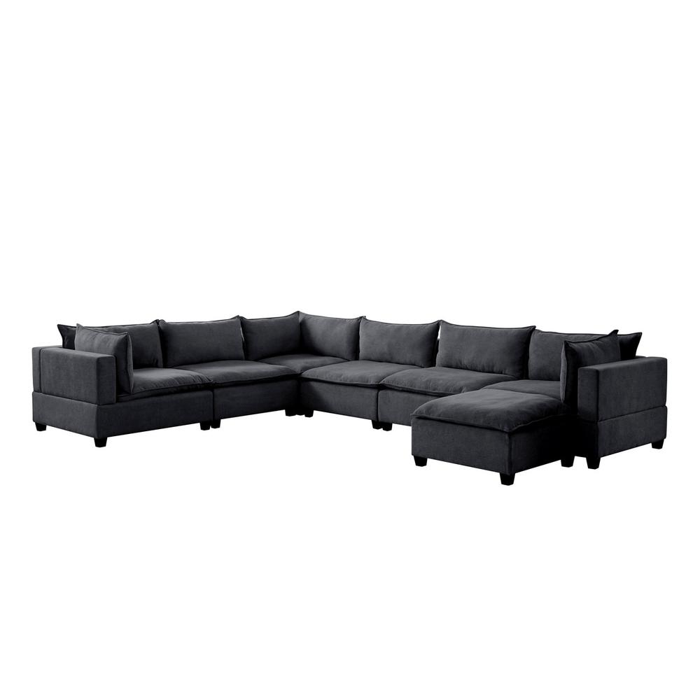 Madison Light Gray Fabric 7 Piece Modular Sectional Sofa Chaise By Lilola Home | Sofas | Modishstore-8