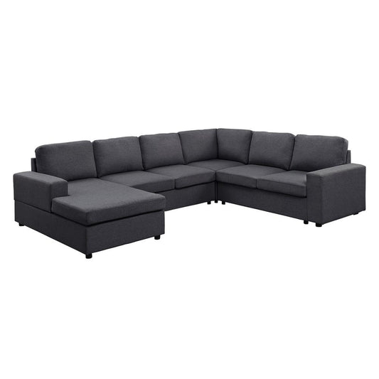 Dakota Sectional Sofa with Reversible Chaise in Dark Gray Linen By Lilola Home | Sofas | Modishstore
