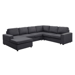 Dakota Sectional Sofa with Reversible Chaise in Dark Gray Linen By Lilola Home