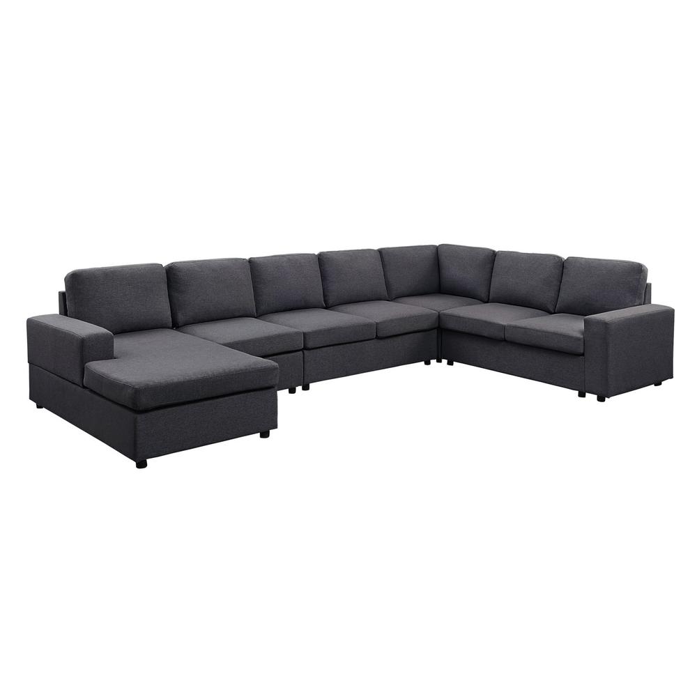 Hayden Modular Sectional Sofa with Reversible Chaise in Dark Gray Linen By Lilola Home | Sofas | Modishstore-2