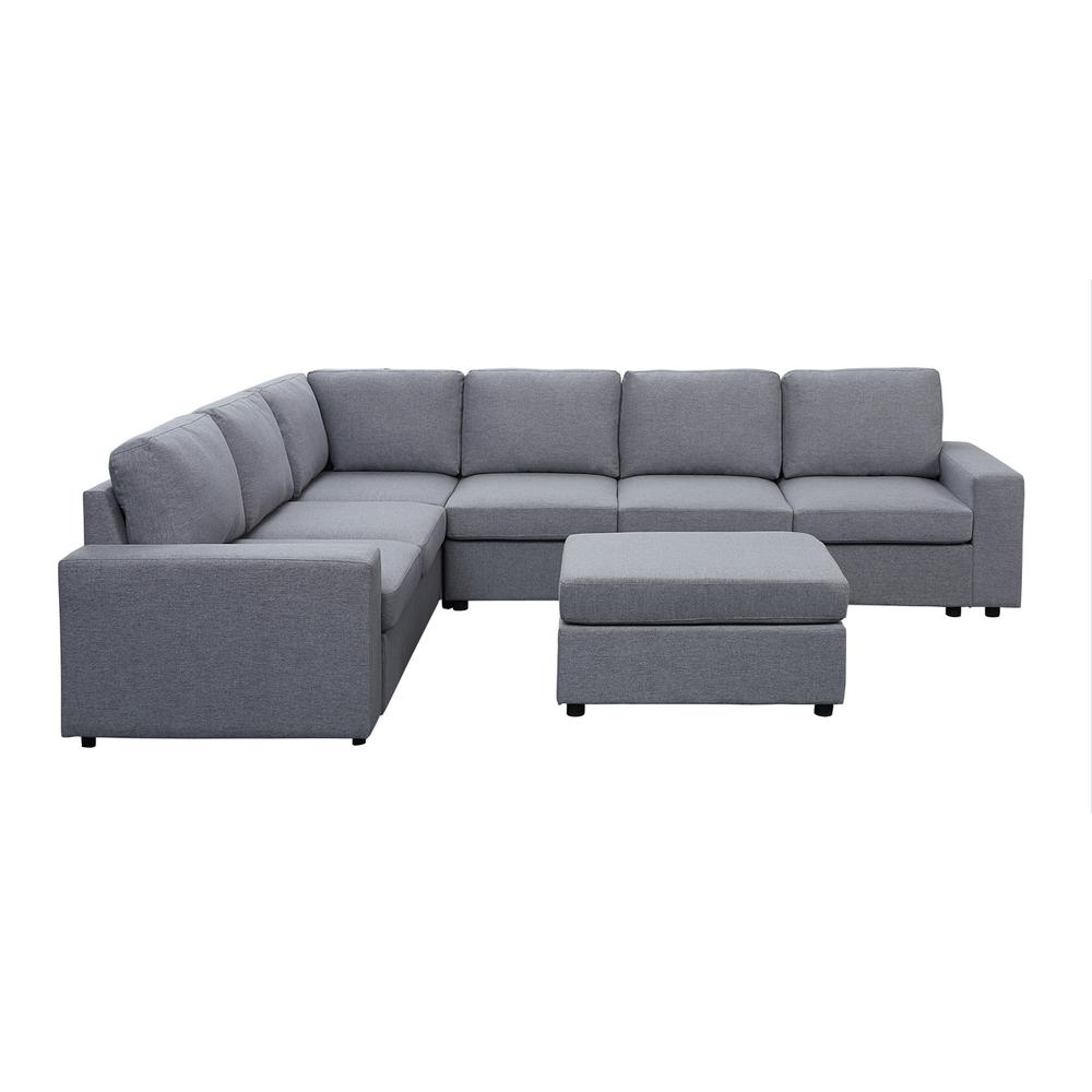 Casey Modular Sectional Sofa with Ottoman in Dark Gray Linen By Lilola Home | Sofas | Modishstore-8