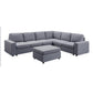Casey Modular Sectional Sofa with Ottoman in Dark Gray Linen By Lilola Home | Sofas | Modishstore-7