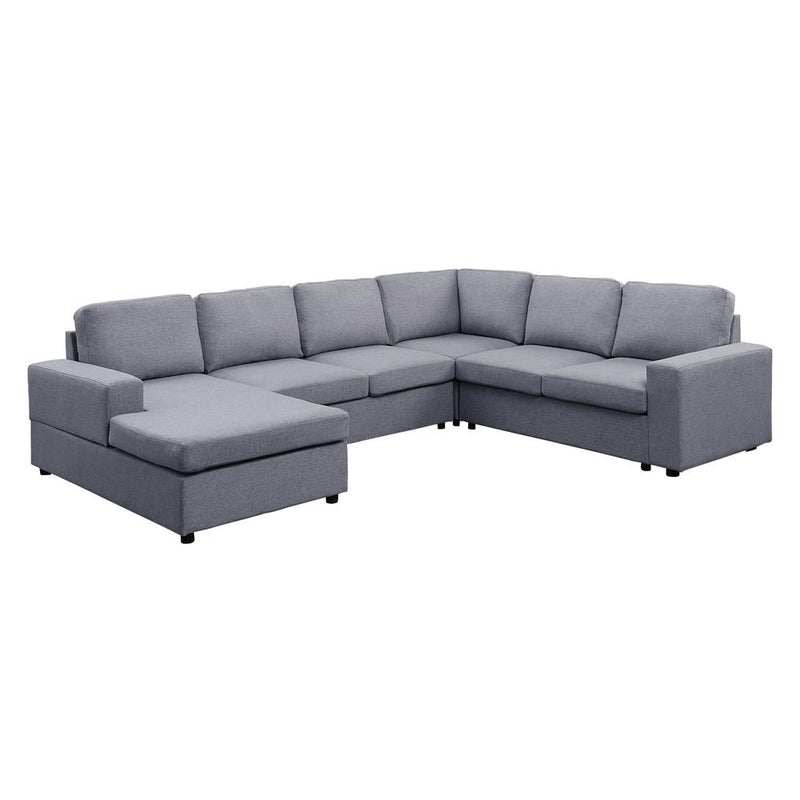 Dakota Sectional Sofa with Reversible Chaise in Dark Gray Linen By Lilola Home | Sofas | Modishstore-2