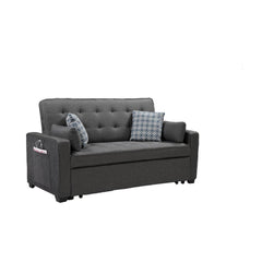 William Modern Gray Fabric  Sleeper Sofa with 2 USB Charging Ports and 4 Accent Pillows By Lilola Home