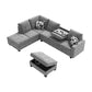 Remi Light Gray Velvet Reversible Sectional Sofa w/ Dropdown Table, Charging Ports By Lilola Home | Sofas | Modishstore-3