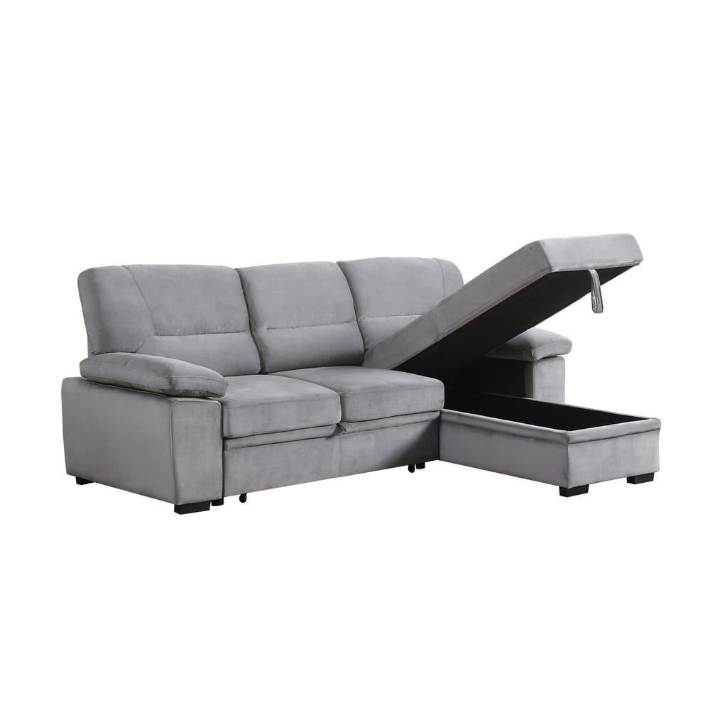 Kipling Gray Woven Fabric Reversible Sleeper Sectional Sofa Chaise By Lilola Home | Sofas | Modishstore-4