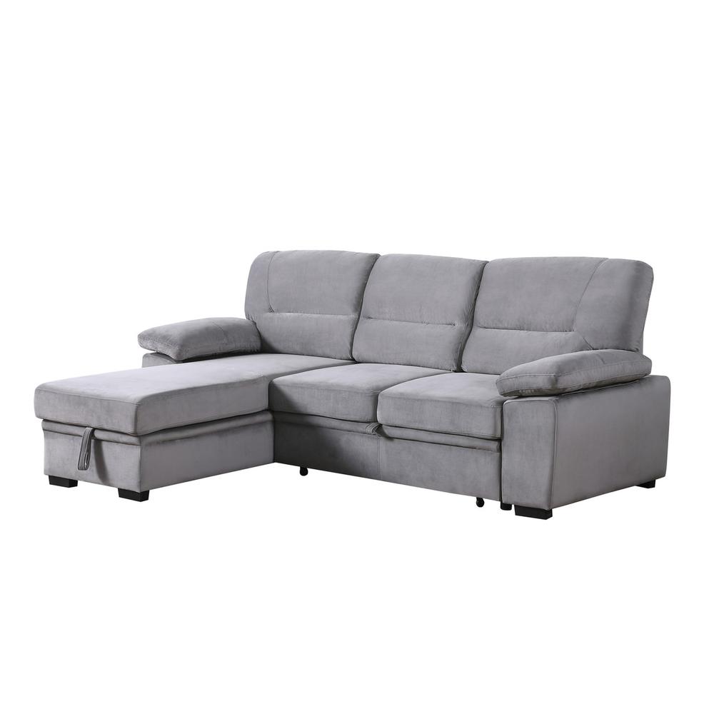 Kipling Gray Woven Fabric Reversible Sleeper Sectional Sofa Chaise By Lilola Home | Sofas | Modishstore-3