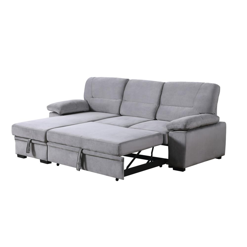 Kipling Gray Woven Fabric Reversible Sleeper Sectional Sofa Chaise By Lilola Home | Sofas | Modishstore-2