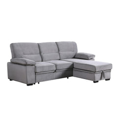 Kipling Gray Woven Fabric Reversible Sleeper Sectional Sofa Chaise By Lilola Home