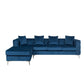 Ryan Deep Blue Velvet Reversible Sectional Sofa Chaise with Nail-Head Trim By Lilola Home | Sofas | Modishstore-5