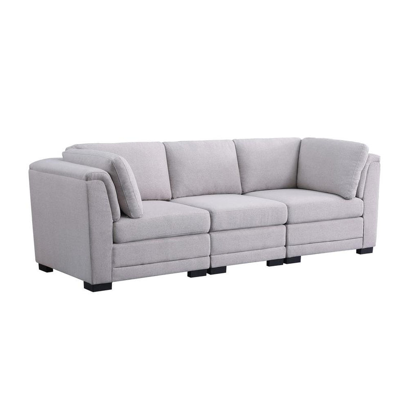 Kristin Light Gray Linen Fabric 3-Seater Modular Sofa By Lilola Home | Sofas | Modishstore