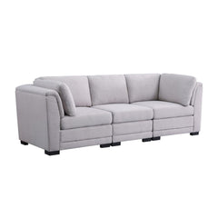 Kristin Light Gray Linen Fabric 3-Seater Modular Sofa By Lilola Home