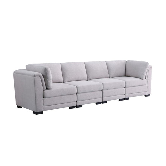 Kristin Light Gray Linen Fabric 4-Seater Modular Sofa By Lilola Home | Sofas | Modishstore