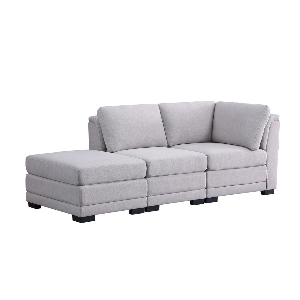 Kristin Light Gray Linen Fabric Reversible-Sofa with Ottoman By Lilola Home | Sofas | Modishstore-2