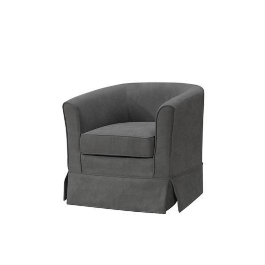 Tucker Gray Woven Fabric Swivel Barrel Chair By Lilola Home | Armchairs | Modishstore