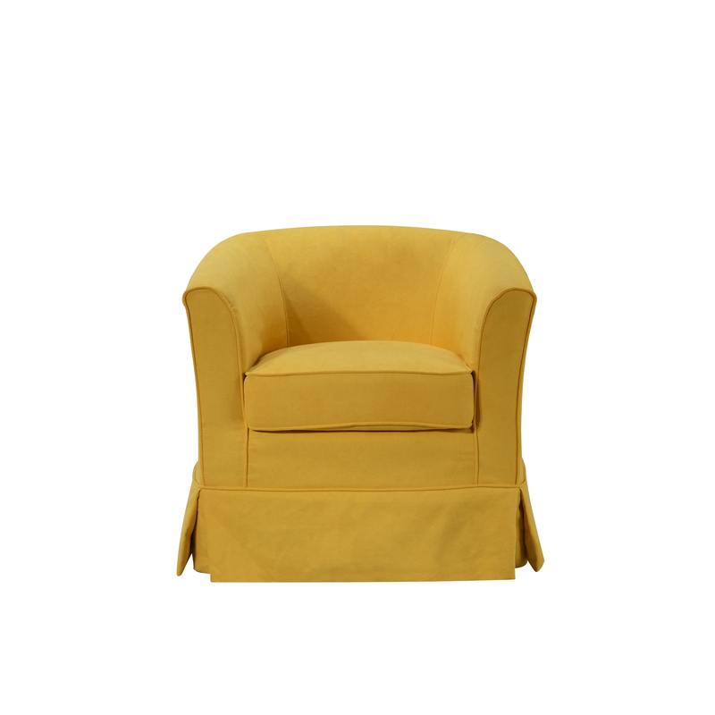 Tucker Yellow Woven Fabric Swivel Barrel Chair By Lilola Home | Armchairs | Modishstore-4