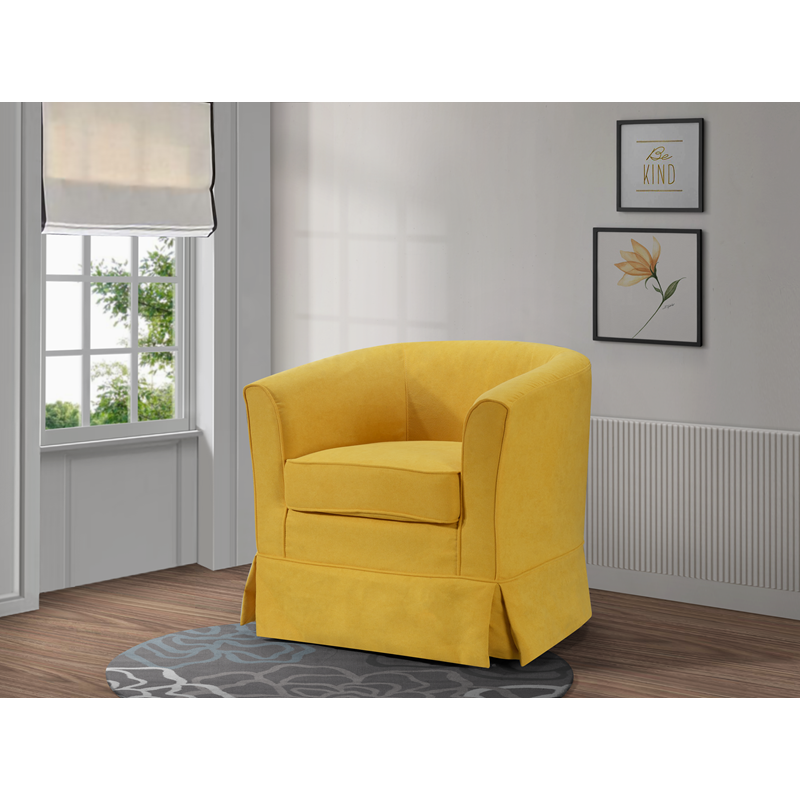 Tucker Yellow Woven Fabric Swivel Barrel Chair By Lilola Home | Armchairs | Modishstore-5