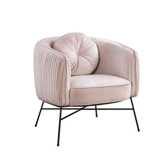 Scarlett Pink Velvet Barrel Accent Chair with Metal Base By Lilola Home | Accent Chairs | Modishstore