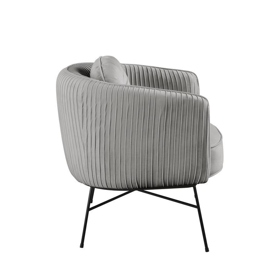 Scarlett Gray Velvet Barrel Accent Chair with Metal Base By Lilola Home | Accent Chairs | Modishstore-4