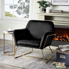 Keira Black Velvet Accent Chair with Metal Base By Lilola Home